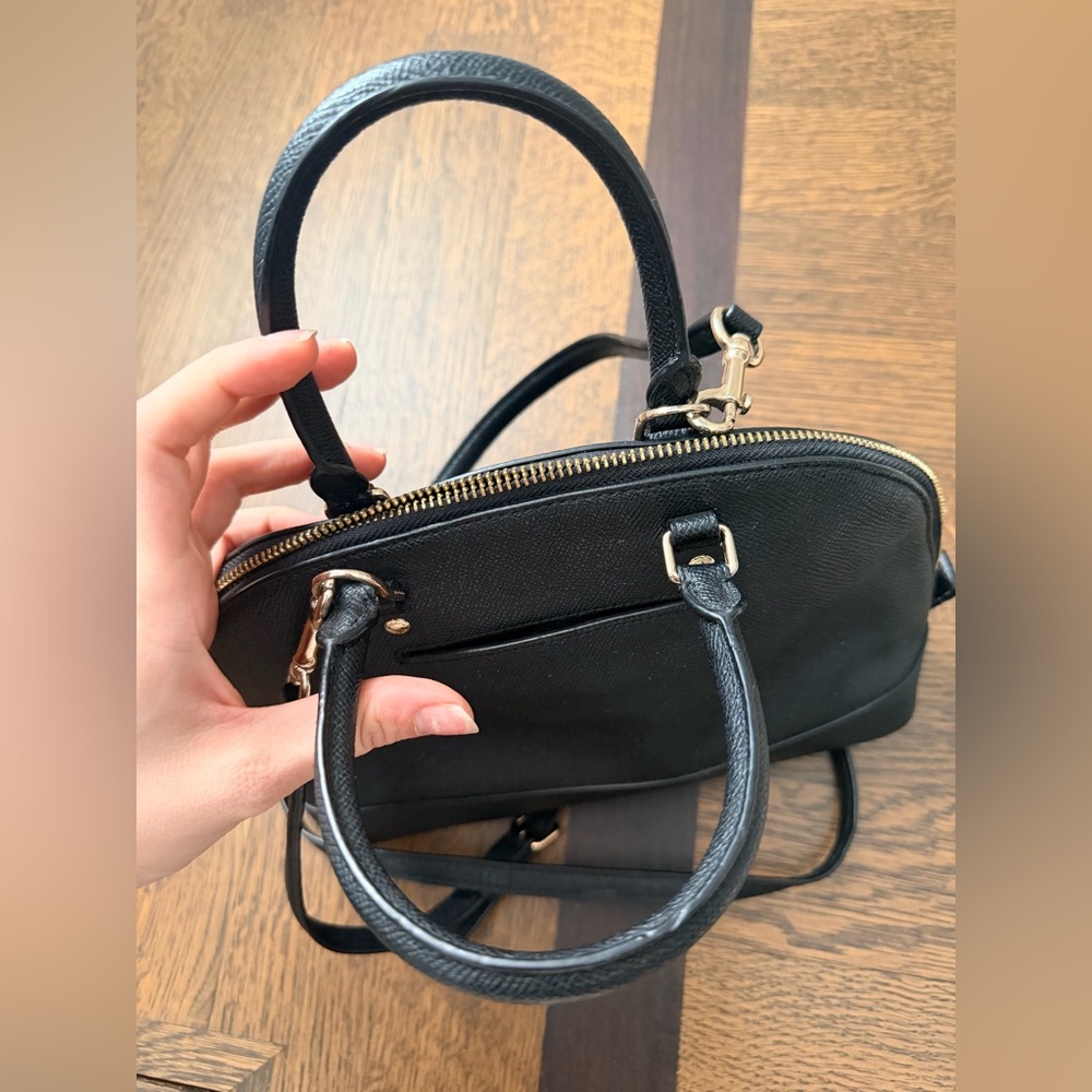 Coach Black Saffiano Leather Dome Satchel with Gold Hardware - Picture 16 of 16